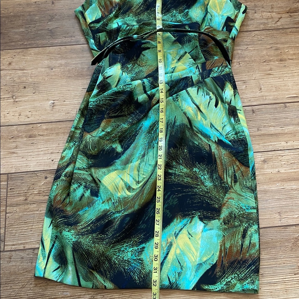 Cache Green Fitted Cocktail Dress Size 14 w/ Belt - Picture 10 of 11